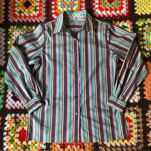 Fox Croft stripped and poke-a-dot button down blouse